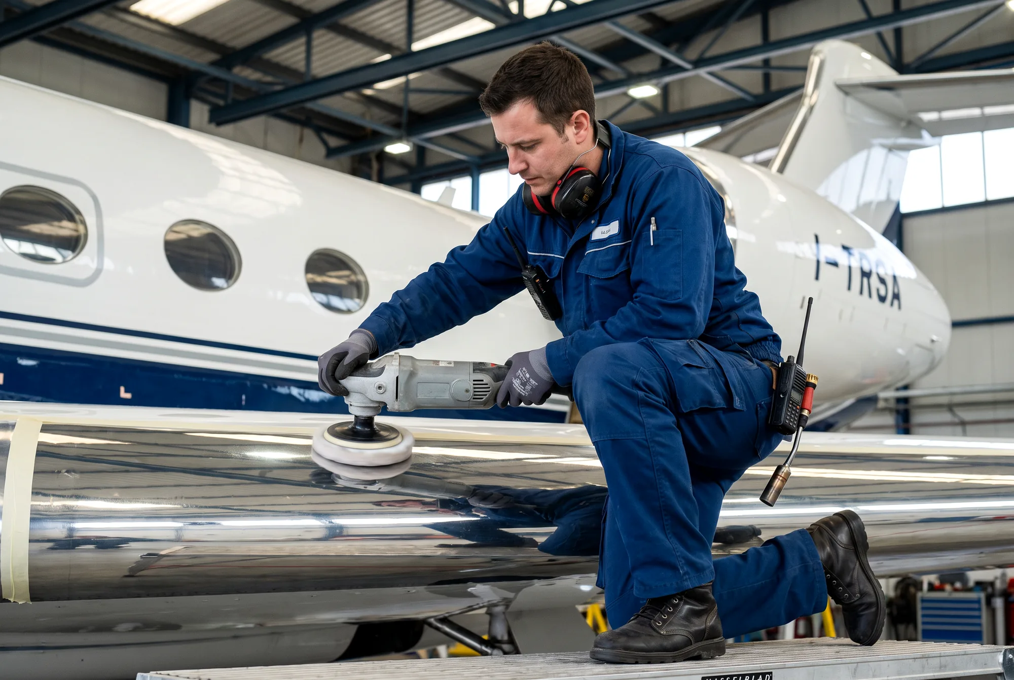 Brightwork Polish: technician at work